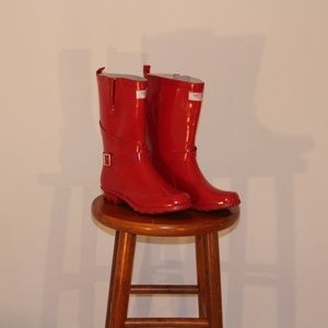 Women's Red Rubber Rain Boots